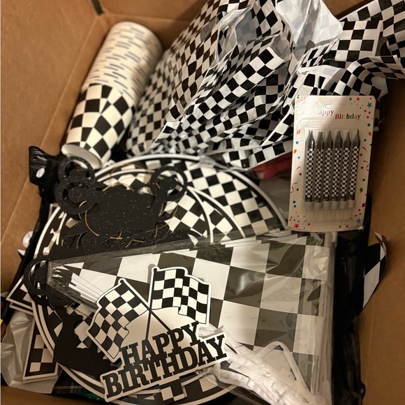 Other - Checkered birthday party decor bundle
